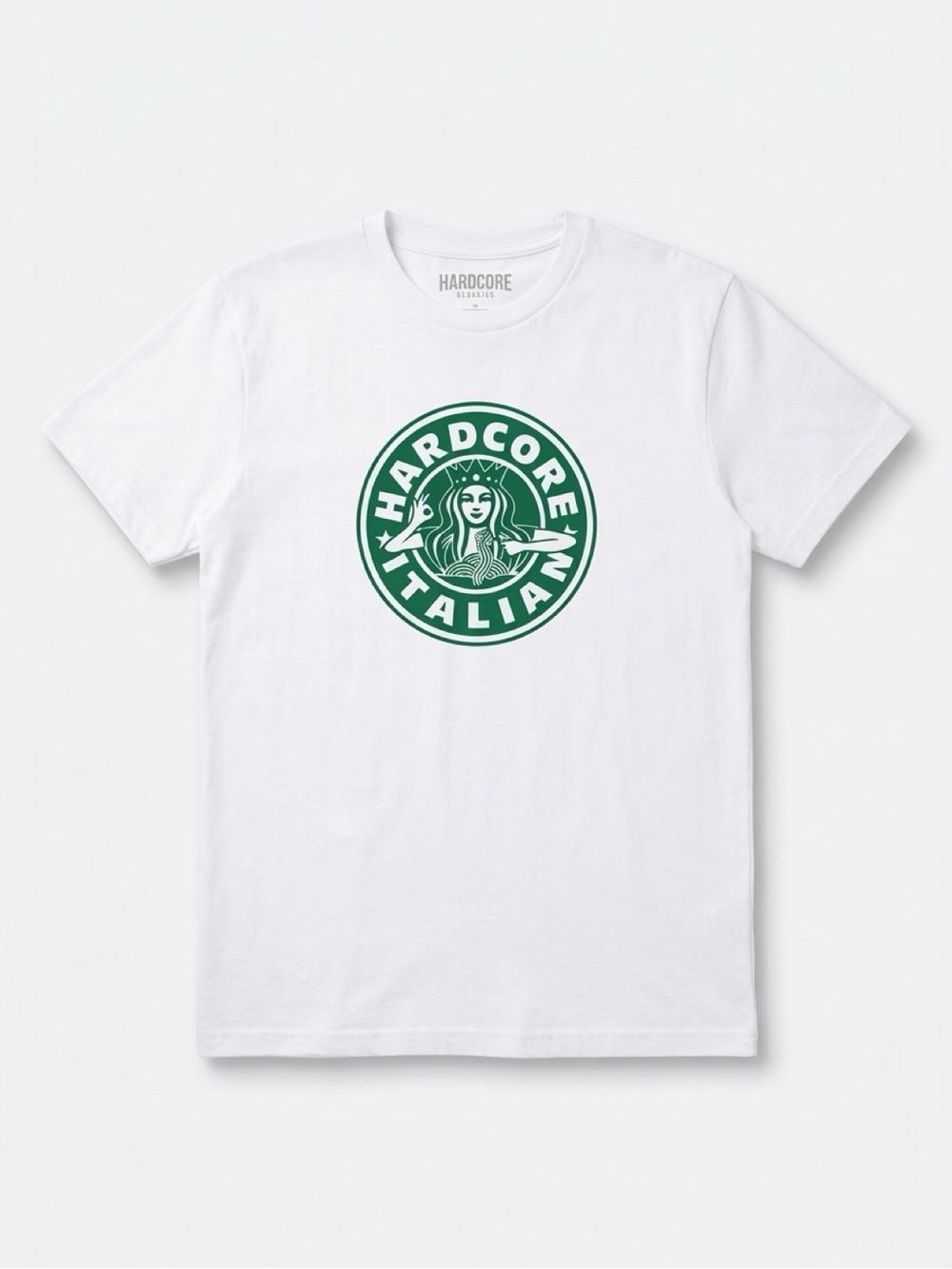 Hardcore Classics Italian Logo White Graphic T-Shirt Men’s XL